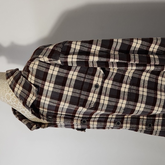 JACHS Men’s Brawny Long Sleeve Flannel Button Down Shirt Jacket Brown Grey XLT - Picture 8 of 16